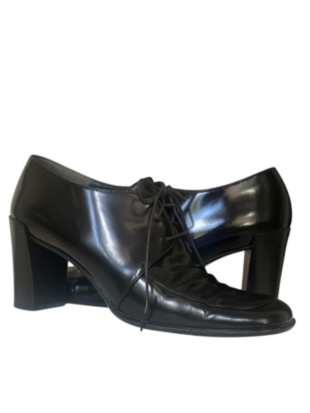 Richard Tyler Black Leather Lace Up Heeled Oxford Dress Shoes Size 7.5 N